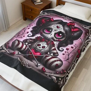Day of the Dead Plush Blanket, Cozy Throw Blanket, Halloween Decor, Gift for - Picture 1 of 17