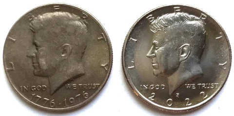 1976P John F. Kennedy Half Dollar Improperly Annealed Dark Toned Mint Error Coin Cover