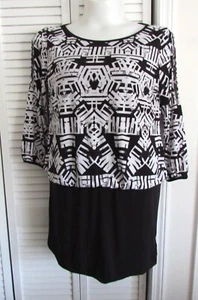 Nicole Miller Dropped Waist Bleck & White Dress Size XL NWTS - Picture 1 of 5