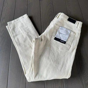 Smoke Rise Streetwear Jeans Mens 34x32 Ivory Beige Stretch Distressed Denim NWOT - Picture 1 of 16