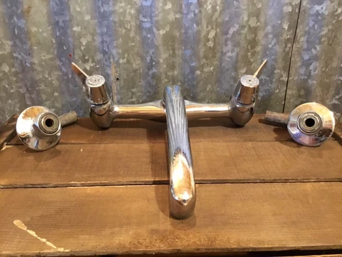 Antique Farmhouse Kitchen Sink Faucet Original Chrome Architectural Salvage Cover