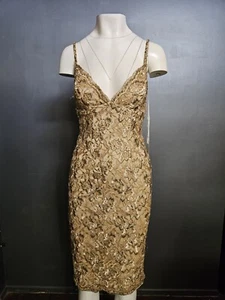 💥ATEMBERAUBENDES MANDALAY Y2K Abend COCKTAILKLEID verziert GOLD 6 - Bild 1 von 18