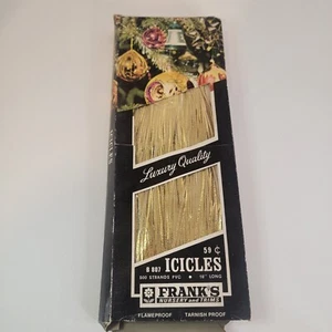 Vintage GOLD TINSEL ICICLES Decorazione Albero di Natale Retrò Antiappannamento Made In Italy - Foto 1 di 3