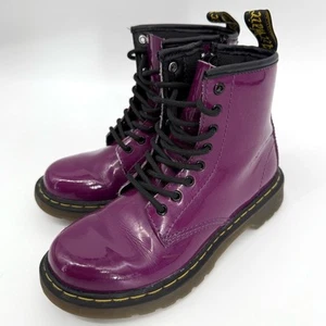 Dr. Martens Delaney Purple Combat Boots Size 1 - Picture 1 of 14