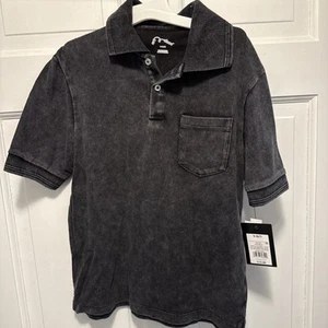 NWT Art Class Kid Boy Size Small 6/7 Acid Washed Black Short Sleeve Polo Shirt - Picture 1 of 4