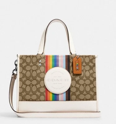 Bolso Bandolera COACH Field 30 In Signature Jacquard Rayas Arco Iris Foto 1 de 4