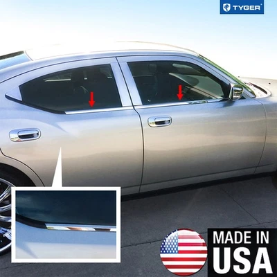 TYGER For 05-10 Dodge Charger Stainless Steel Chrome Window Sill Overlay 4PC - Image 1 of 4