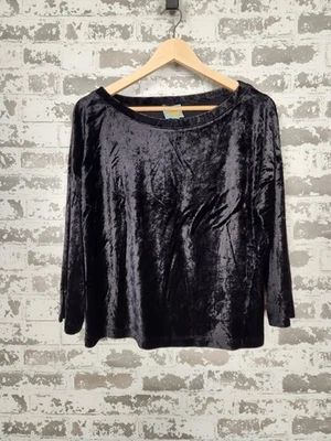 Crushed Velvet Top Size Medium Black Cropped Whimsigoth Lux Glam Holiday - Image 1 of 4