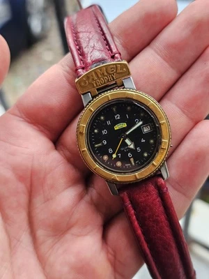 RELOJ CAMEL TROPHY VERDE CINTURÓN MOVIMIENTO SUIZO ETA BUZO HOMBRE 35MM RARO Foto 1 de 4