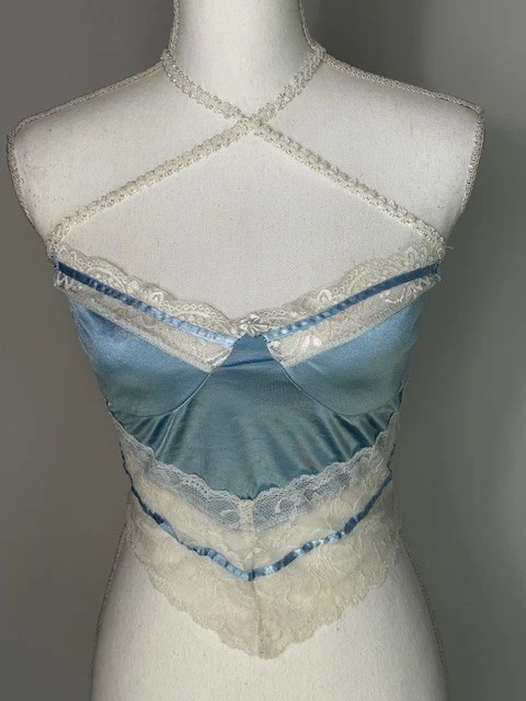 Мягкий кружевной сетки корсет верх, синий, размер S - Изображение 1 из 4