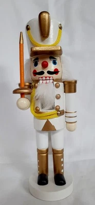 Weihnachtsdeko  Nussknackerfiguren   Soldat   weiß   24 cm - Bild 1 von 2