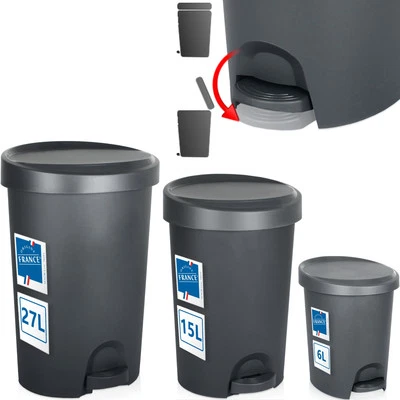 Tretmülleimer Bad WC Kosmetik Mülleimer Abfall Tret Eimer Behälter Anthrazit - Bild 1 von 4