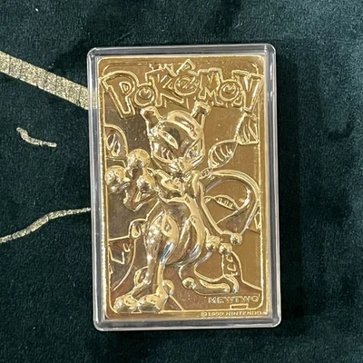 Tarjeta coleccionable Mewtwo Pokemon 1999 enchapada en oro 23K Burger King Pokeball Foto 1 de 4