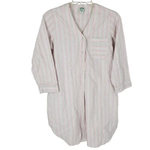 Vintage gestreiftes Baumwollflanell Nachthemd Medium Cottagecore Grannycore Prärie gemütlich - Bild 1 von 5