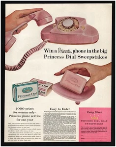 1963 Dial Soap Princess Telephone Sweepstakes Original Print Ad Pink Phone - Picture 1 of 1