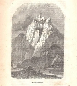 TEOLO Rocca Pendice Castello Speronella ANTIKER DRUCK von 1859 Antique print - Bild 1 von 1