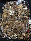 Lot 5+ Lbs Vtg GOLD TONE Jewelry JUNK DRAWER Harvest Repair Craft Design AS IS