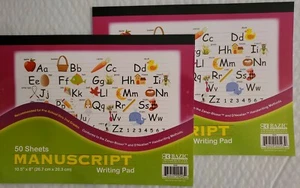 2 Practice Manuscript Hand Writing Pad 2 Books School Printing Alphabet Kids New - Picture 1 of 4