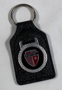 Llavero vintage con logotipo de Pontiac de cuero y metal - Imagen 1 de 2