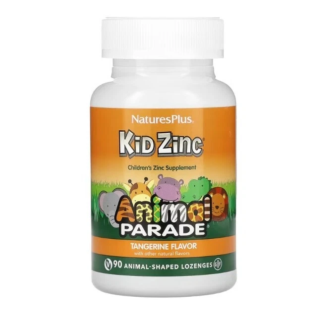Nature's Plus, Animal Parade, Kid Zinc Lozenges, Tangerine, 90 Lozenges - Imagem 1 de 2