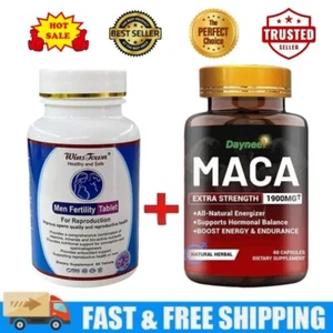 Male Fertility Energy Tablets+Fitness and Endurance MACA Supplement Capsules - Picture 1 of 12