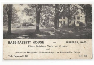 BABBITASSETT HOUSE PEPPERELL MASSACHUSETTS MASS MA HOTEL RESTAURANT REASONABLE - Picture 1 of 1