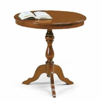 Mesa Pequeña De Sofá Salón Redondo Arte Pobre Nogal Oscuro Clásico - Imagen 1 de 3