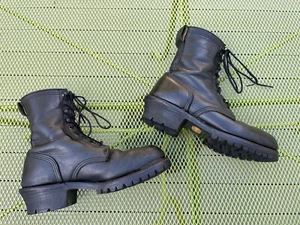 STIVALI MILITARI DA COMBATTIMENTO ESERCITO UOMO DUNHAM 9,5 PELLE NERA RIGGER LINESMAN LOGGER - Foto 1 di 24