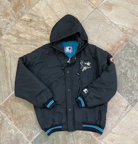Vintage San Jose Sharks Starter Parka Hockey Jacket, Size Large Cover