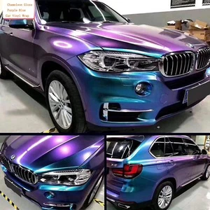 Purple Blue Chameleon Glossy Car Vinyl Wrap Sticker Sparking Diamond Color Film - Picture 1 of 6