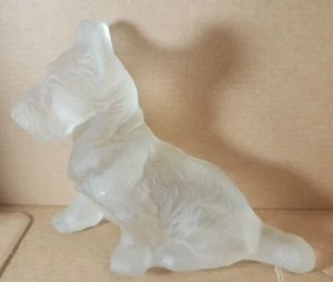 Large 6" Long Scottie Scottish Terrier Dog Figurine Paper Weight Frosted Glass - Picture 1 of 6