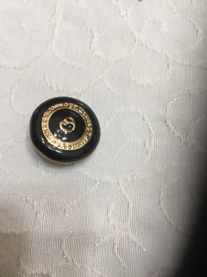 #159 St. John Round Gold Black Enamel SJ Logo Replacement Button 7/8” shank - Image 1 of 2