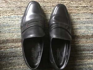 Clarks Mens Black Leather Slip-On Casual Shoes - UK 6 Extra Wide Fit - Picture 1 of 7