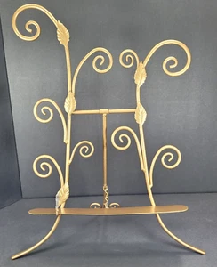 16" Ornate Scroll Leaf Detail Metal Table Photo Art Display Stand Book Easel - Picture 1 of 16