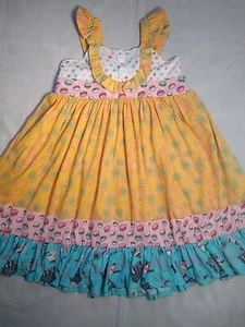 Jelly The Pug Girls 5 Spring in Paris Cotton Knit Yellow Pink Blue Tiered Tied - Picture 1 of 9