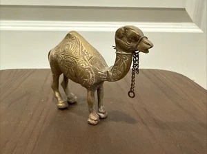 Vintage Ornamental Brass CAMEL Solid Hand Etched Small Figurine Statue 3” - Picture 1 of 6