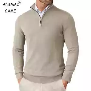 Suéteres Otoño Para Hombre Cuarto Cremallera Calce Ajustado Ligeros Exterior Cuello Simulado - Imagen 1 de 14