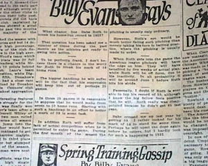 BABE RUTH Signs New York Yankees NYY Baseball Contract SIGNING 1922 Newspaper - Picture 1 of 7