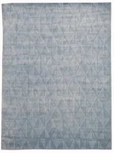 8X11 Silk Modern Handmade Area Rug Light-Blue Contemporary Carpet (8' x 11'2") - Picture 1 of 6