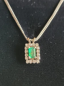 Vintage natürlicher Smaragd und Diamant Platin Anhänger - Bild 1 von 2