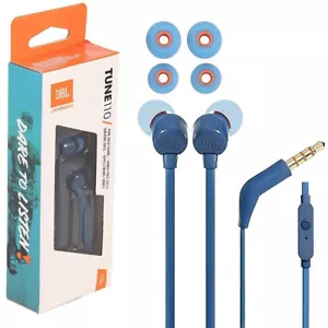 JBL T110 Pure Bass Tangle Free Cuffie stereo cablate con microfono - Blu - Foto 1 di 7