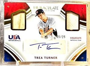 2016 Immaculate Collegiate USA Dual Relic (Bat X 2) 5/25 Trea Turner • USA - Picture 1 of 2