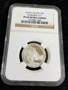 2010 S Silver Yosemite N.P. Quarter A.T.B. Certified NGC PF 69 Ultra Cameo  - Picture 1 of 2