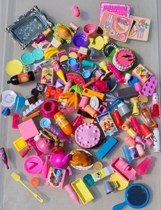 Huge Lot Barbie Food Kitchen Dishes Cups Bowls Plates Drinks Pots Kettle Vintage - Picture 1 of 5