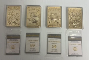 Vintage 1999 23K Gold Plated Metal Pokemon Card Set of 4 Burger King - Picture 1 of 10