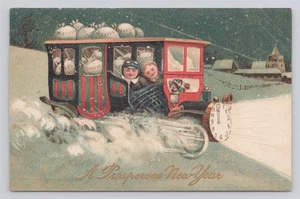 Ein erfolgreiches neues Jahr - Vintage geprägte Postkarte mit geteilter Rückseite - Bild 1 von 2