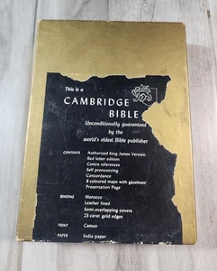 Vintage Cambridge Cameo KJV Holy Bible Morocco Leather India Paper Red Letter  - Picture 1 of 9