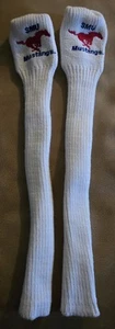 Vintage SMU Mustangs Knit Golf Club Long Neck Headcover USA 90's White (2) - Picture 1 of 4