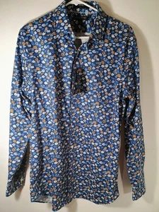 Banana Republic Men's Shirt Sz M slim fit Blue floral Print Button-Up New - Picture 1 of 9