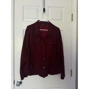 Torrid Red and Black Plaid Ponte Crop Tucker Jacket Sz: 3 (3X) - Picture 1 of 3